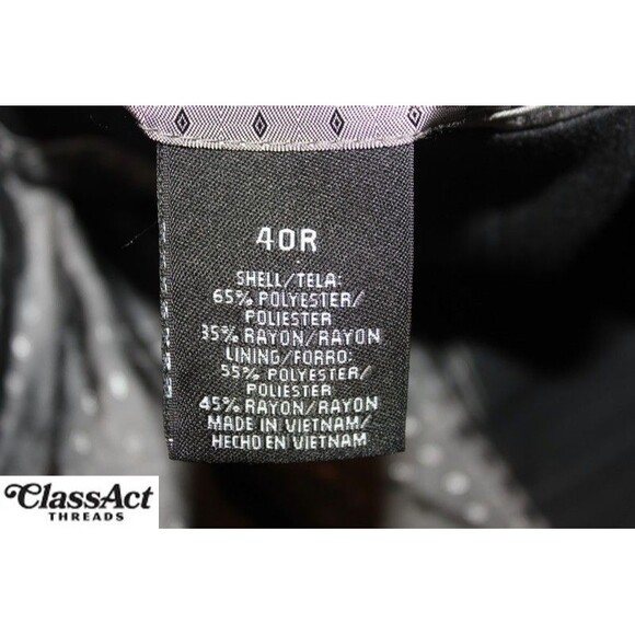 J. Ferrar Black Mens Modern Fit 2 Piece Suit 3 Btn Black Striped 40R 34" Waist - Picture 9 of 10